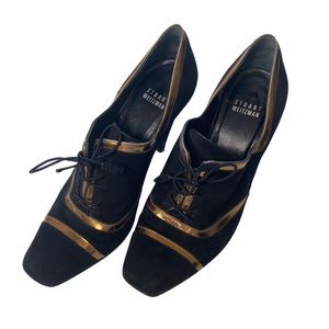Stuart weitzman suede Oxford square toe heel 7